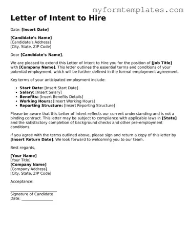 Letter of Intent to Hire Document