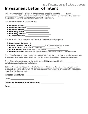 Investment Letter of Intent Document