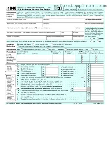 Official IRS 1040 Form in PDF