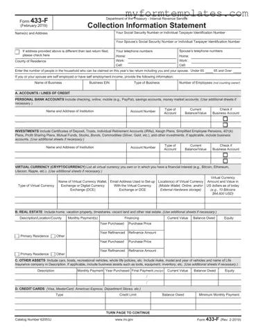 Official IRS 433-F Form in PDF