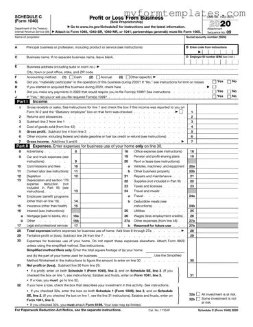 Official IRS Schedule C 1040 Form in PDF