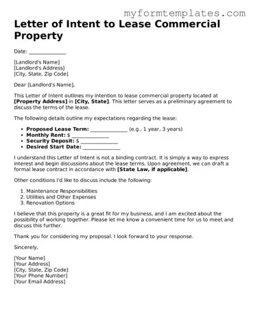 Letter of Intent to Lease Commercial Property Document