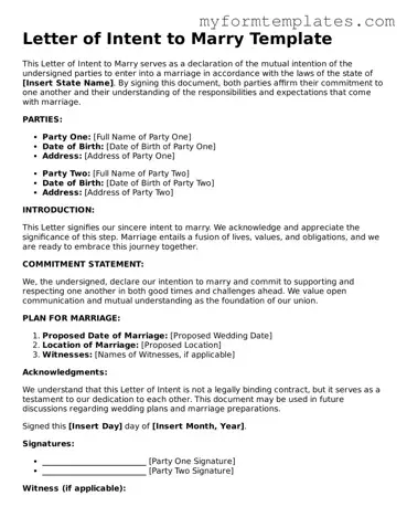 Letter of Intent to Marry Document
