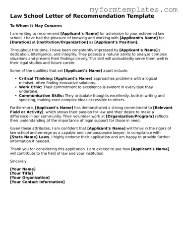 Law School Letter of Recommendation Document