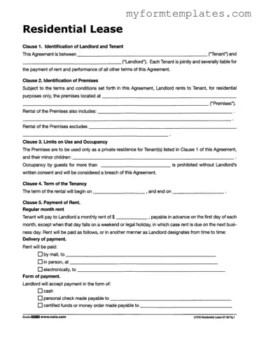 Official Lf310 Residential Lease Form in PDF