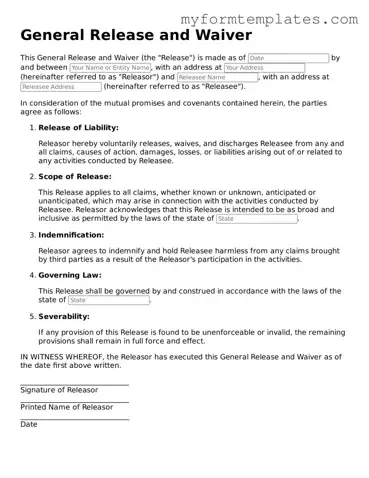 General Release and Waiver Document