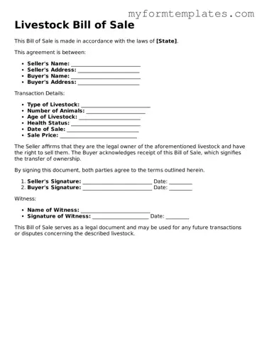 Livestock Bill of Sale Document