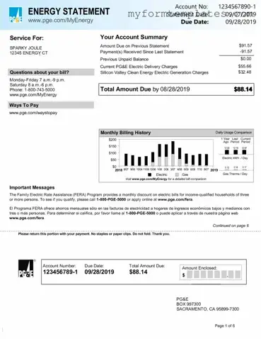 Official Utility Bill Form in PDF