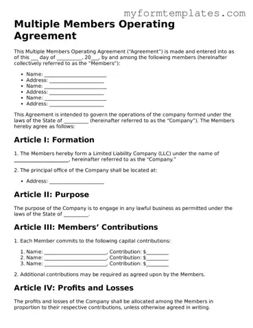 Multiple Members Operating Agreement Document