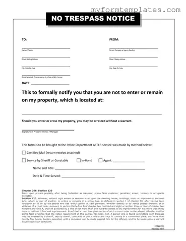 Official No Trespassing Letter Form in PDF