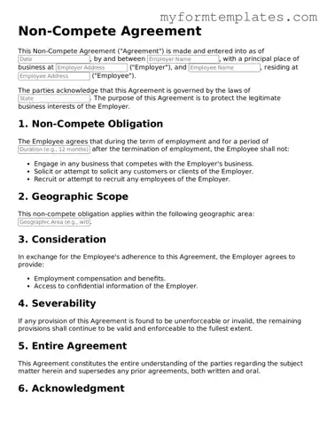 Non-compete Agreement Document