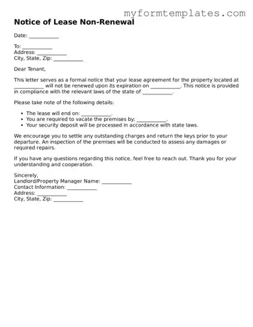 Notice of Lease Non-Renewal Document