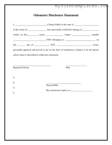 Official Notarized Odometer Statement Form in PDF
