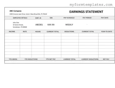Official Independent Contractor Pay Stub Form in PDF