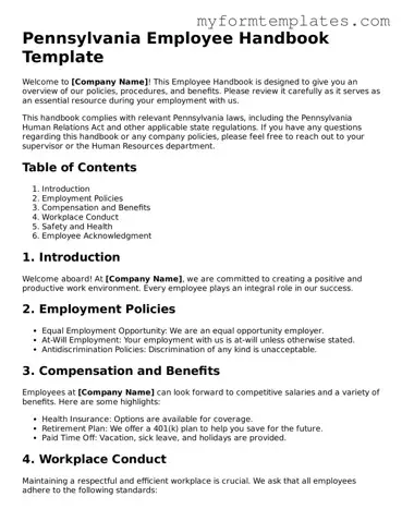 Official Employee Handbook Form for the State of Pennsylvania