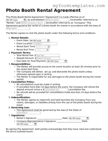 Photo Booth Rental Agreement Document