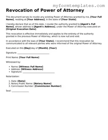 Revocation of Power of Attorney Document