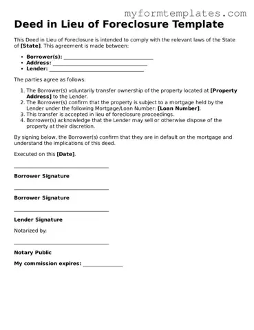 Deed in Lieu of Foreclosure Document