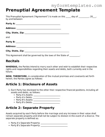 Prenuptial Agreement Document