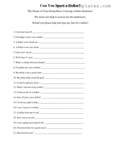 Official Donated A Dollar Form in PDF