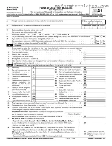 Official IRS Schedule C 1040 Form in PDF