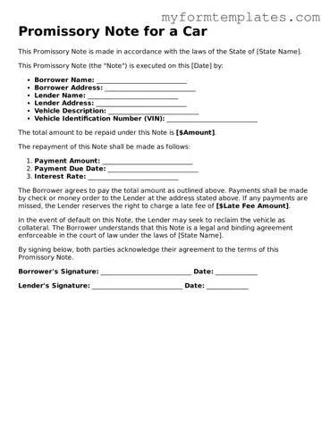 Promissory Note for a Car Document