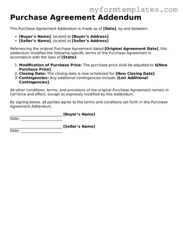 Purchase Agreement Addendum Document