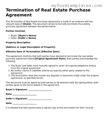 Termination of Real Estate Purchase Agreement Document