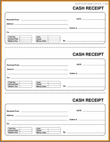 Official Cash Receipt Form in PDF