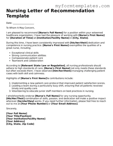 Nursing Letter of Recommendation Document