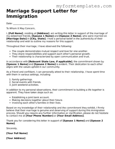 Marriage Support Letter for Immigration Document