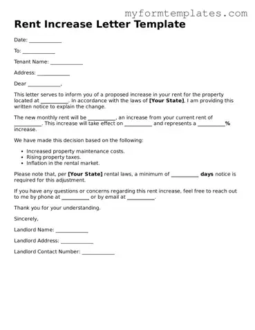 Rent Increase Letter Document