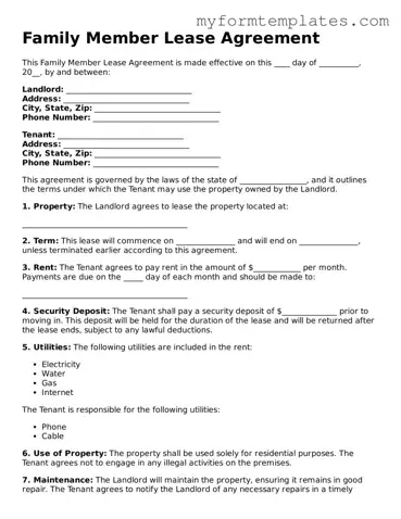 Family Member Lease Agreement Document