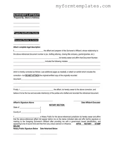 Official Scrivener's Affidavit Form in PDF