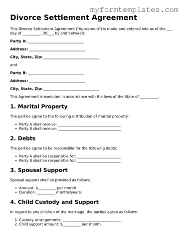 Divorce Settlement Agreement Document