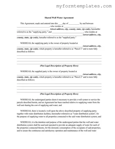 Official Shared Well Agreement Form in PDF