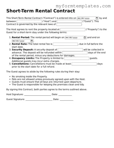 Short-Term Rental Contract Document