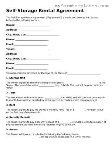 Self-Storage Rental Agreement Document