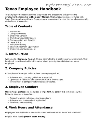 Official Employee Handbook Form for the State of Texas