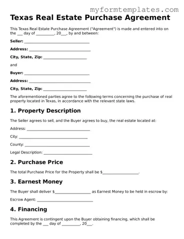 Official Real Estate Purchase Agreement Form for the State of Texas