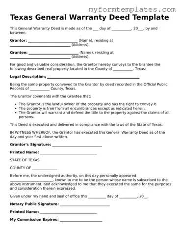 Official Deed Form for the State of Texas