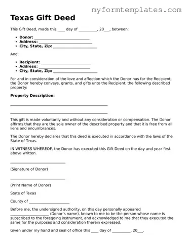 Official Gift Deed Form for the State of Texas