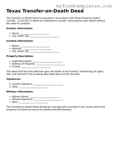 Official Transfer-on-Death Deed Form for the State of Texas
