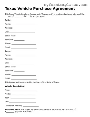 Official Vehicle Purchase Agreement Form for the State of Texas
