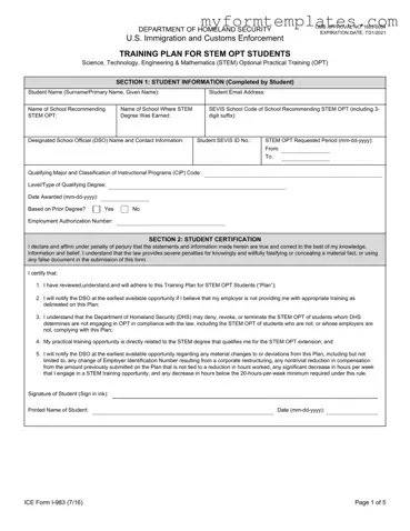 Official ICE I-983 Form in PDF