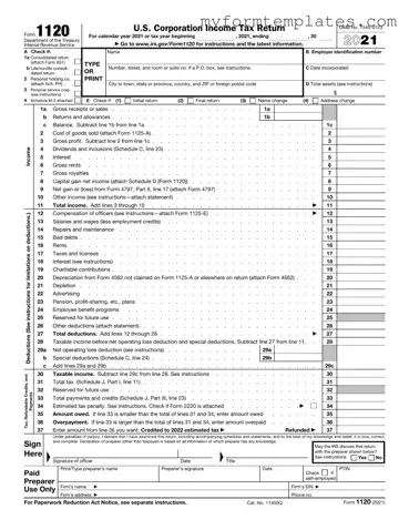 Official IRS 1120 Form in PDF