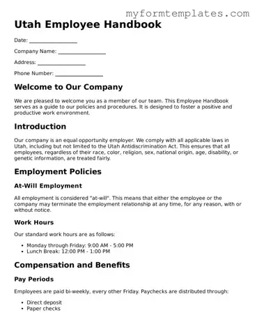 Official Employee Handbook Form for the State of Utah