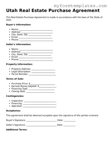 Official Real Estate Purchase Agreement Form for the State of Utah
