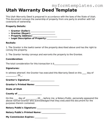 Official Deed Form for the State of Utah