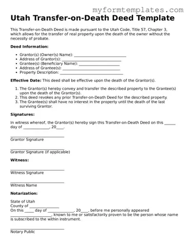 Official Transfer-on-Death Deed Form for the State of Utah